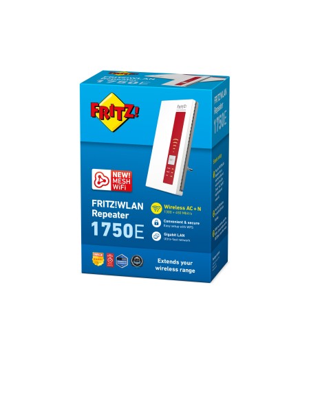AVM FRITZ!WLAN Repeater 1750E International Rojo, Blanco