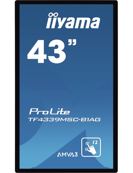 iiyama ProLite TF4339MSC-B1AG monitor pantalla táctil 109,2 cm (43") 1920 x 1080 Pixeles Multi-touch Multi-usuario Negro