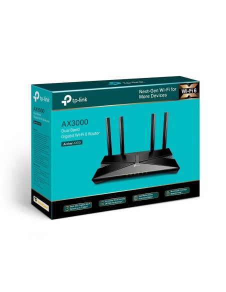 TP-LINK Archer AX50 router inalámbrico Gigabit Ethernet Doble banda (2,4 GHz   5 GHz) Negro