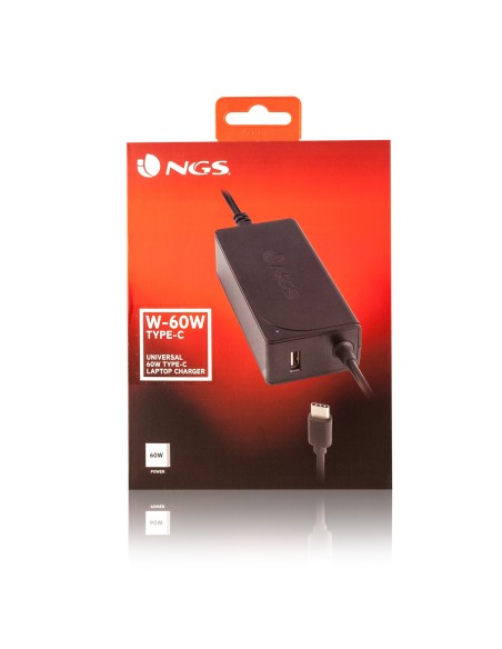 NGS W-60W Type-C adaptador e inversor de corriente Interior Negro