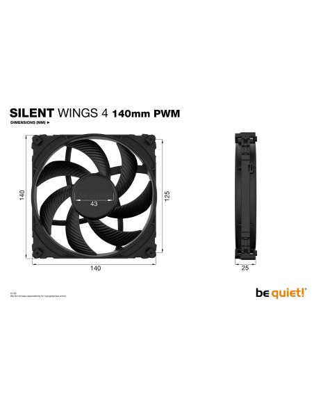 Ventilador be quiet! SILENT WINGS 4 | 140mm PWM 14 cm Negro