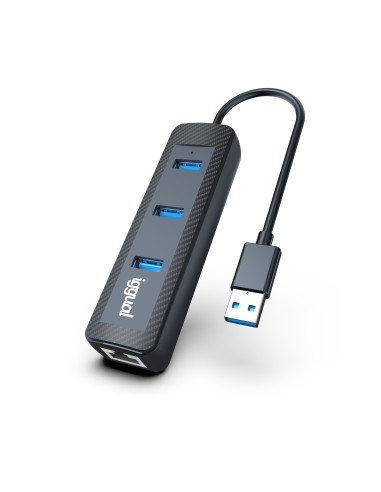 iggual Hub tipo A x 3 puertos USB 3.1+RJ45 Carbon