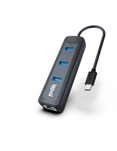 iggual Hub tipo C x 3 puertos USB 3.1+RJ45 Carbon