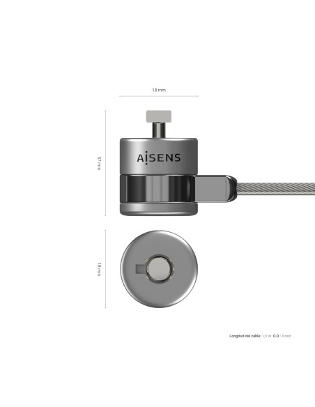 Aisens Cable Seguridad  cerradura llave  1.5M