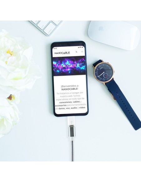 Nanocable Adaptador Lightning a Micro USB, Lightning M-Micro B H Blanco