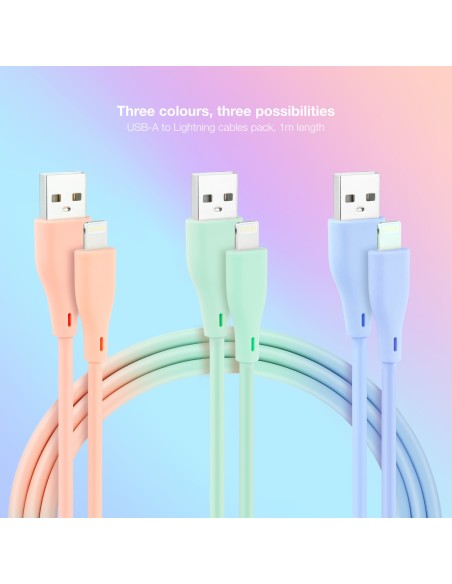Nanocable 3 Cables LIGHTNING-USB 2.0 M, 1M