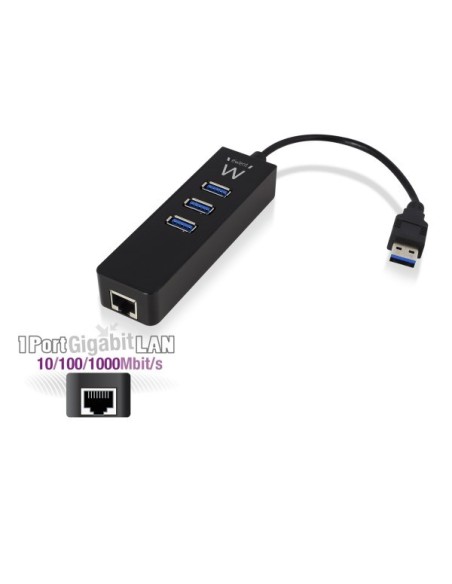 Ewent EW1140 hub de interfaz USB 3.2 Gen 1 (3.1 Gen 1) Type-A 5000 Mbit s Negro