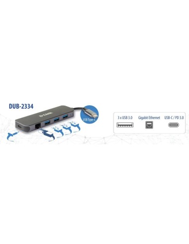 D-Link DUB-2334 5-in-1 USB-C Hub GbE PD