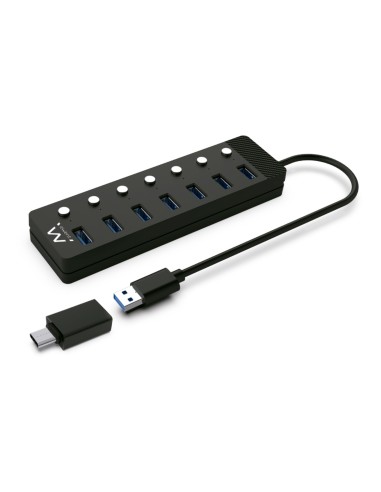 EWENT Hub usb-usb-c 7 ptos interruptor c alimen.