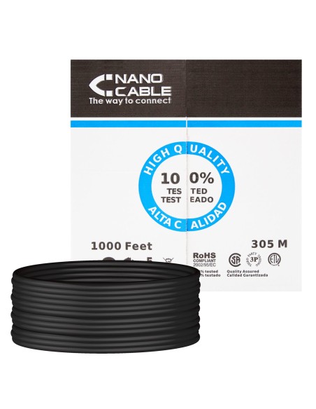 Nanocable 10.20.0504-EXT-BK cable de red Negro 305 m Cat6 U UTP (UTP)
