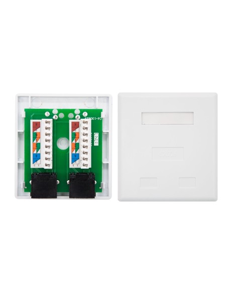 Nanocable ROSETA DE SUPERFICIE PARA RJ45 CAT.6 2 TOMAS, BLANCO