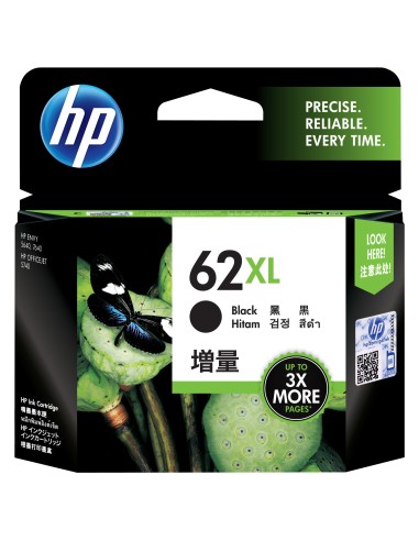 HP 62XL cartucho de tinta Original Alto rendimiento (XL) Neg