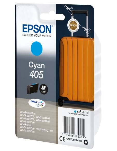 Epson Cyan 405 DURABrite Ultra Ink cartucho de tinta 1 pieza(s) Compatible Cian
