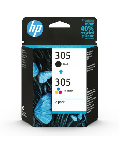 HP Paquete de 2 cartuchos de tinta original 305 tricolor   negro