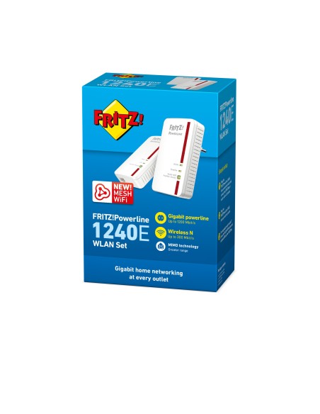 AVM FRITZ!Powerline 1240E WLAN 1200 Mbit s Ethernet Wifi Rojo, Blanco 2 pieza(s)