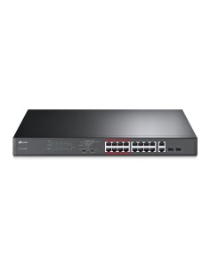 TP-LINK TL-SL1218MP switch No administrado Gigabit Ethernet (10 100 1000) Negro Energía sobre Ethernet (PoE)