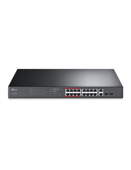 TP-LINK TL-SL1218MP switch No administrado Gigabit Ethernet (10 100 1000) Negro Energía sobre Ethernet (PoE)