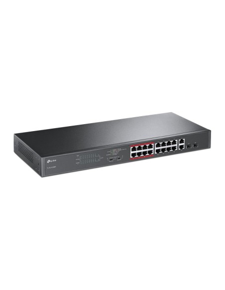 TP-LINK TL-SL1218MP switch No administrado Gigabit Ethernet (10 100 1000) Negro Energía sobre Ethernet (PoE)