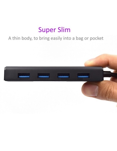 Ewent EW1136 hub de interfaz USB 3.2 Gen 1 (3.1 Gen 1) Type-A 480 Mbit s Negro