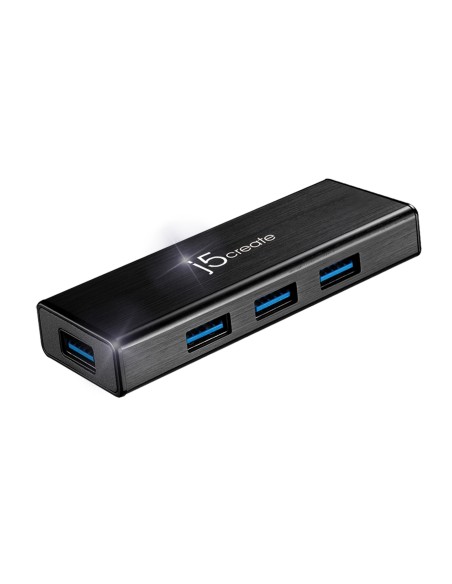 j5create JUH340 hub de interfaz USB 3.2 Gen 1 (3.1 Gen 1) Micro-B 5000 Mbit s Negro