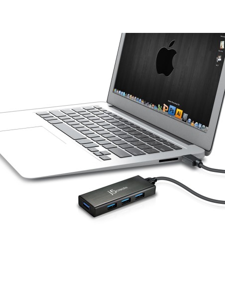 j5create JUH340 hub de interfaz USB 3.2 Gen 1 (3.1 Gen 1) Micro-B 5000 Mbit s Negro