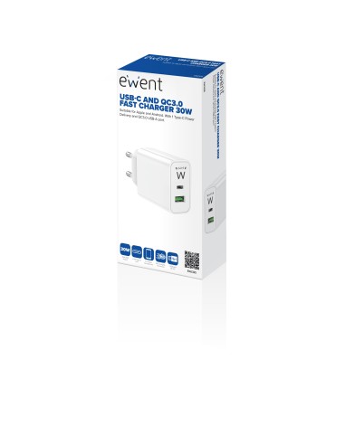 Ewent EW1325 cargador de dispositivo móvil Universal Blanco Corriente alterna Carga rápida Interior