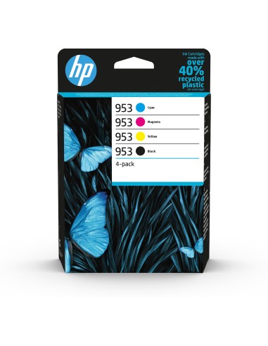 HP 953 cartucho de tinta 4 pieza(s) Original Rendimiento estándar Negro, Cian, Magenta, Amarillo