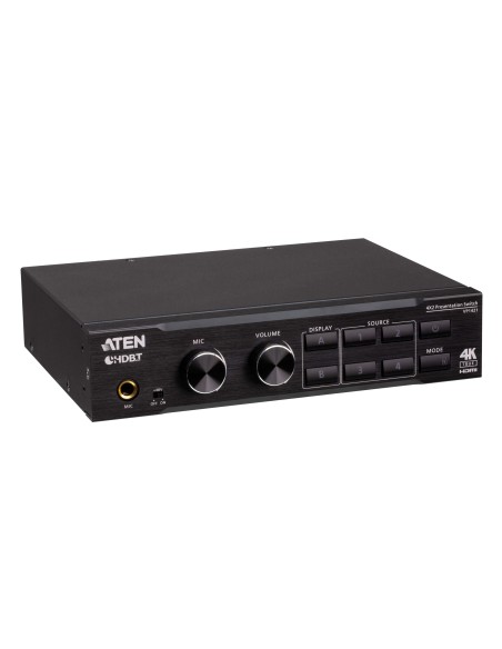 ATEN Switch de presentación True 4K 4 x 2 con escalador de vídeo, DSP y HDBaseT-Lite