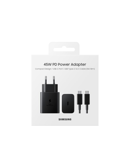 CARGADOR RAPIDO SAMSUNG 45W USB-C CON CABLE NEGRO EP-T4510