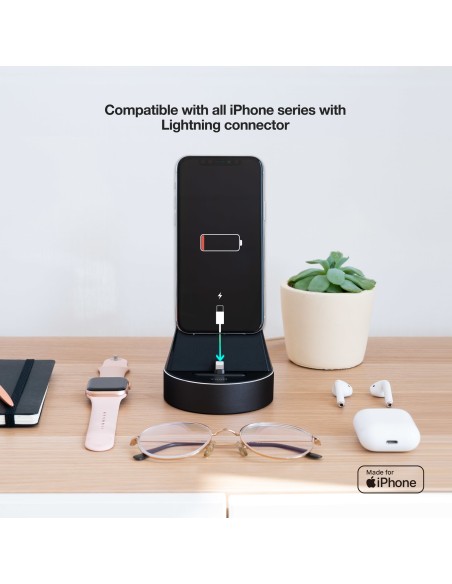 BASE DE CARGA TOOQ PARA APPLE WATCH Y IPHONE NEGRO INCLUYE CARGADOR USB