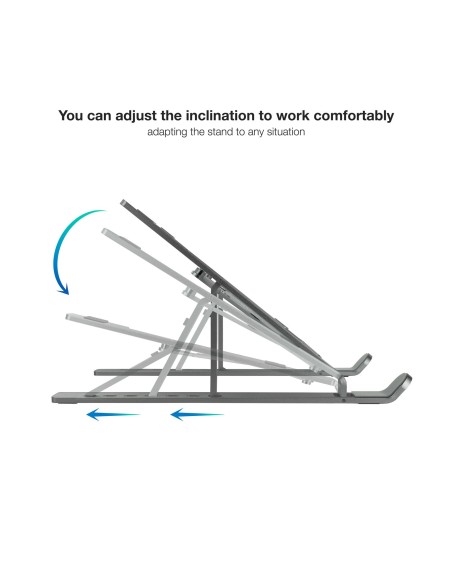 TooQ Soporte Elevador para Portátiles, Tablets, Móviles y Libros, Gris