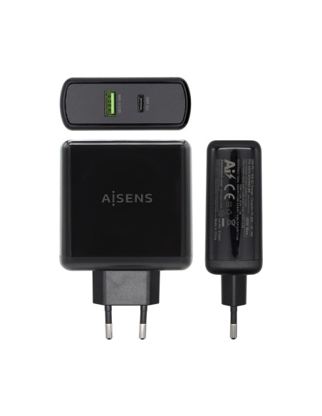AISENS CARGADOR 48W 1xUSB-C PD3.0 30W 1xUSB-A QC3.0 18W NEGRO