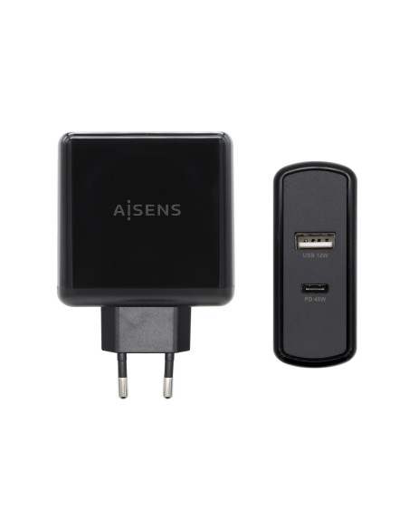 AISENS CARGADOR 57W 1xUSB-C PD3.0 45W 1xUSB-A 5V 2.4A 12W NEGRO