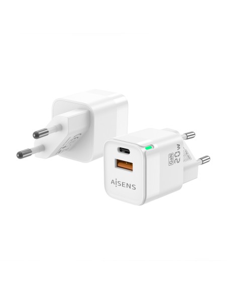 CARGADOR GAN AISENS 20W 1XUSB-C PD3.0 QC4.0 1XUSB-A QC3.0 BLANCO