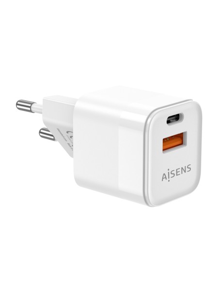 CARGADOR GAN AISENS 20W 1XUSB-C PD3.0 QC4.0 1XUSB-A QC3.0 BLANCO