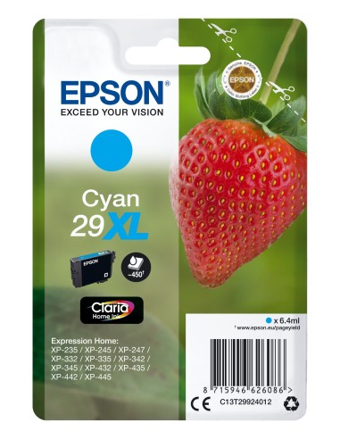 Epson Strawberry Singlepack Cyan 29XL Claria Home Ink