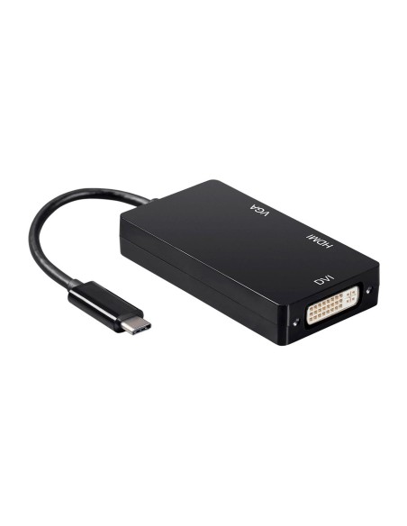 AISENS CONVERSOR USB-C A DVI HDMI VGA, USB-C M-DVI H-HDMI H-VGA H, NEGRO, 15CM