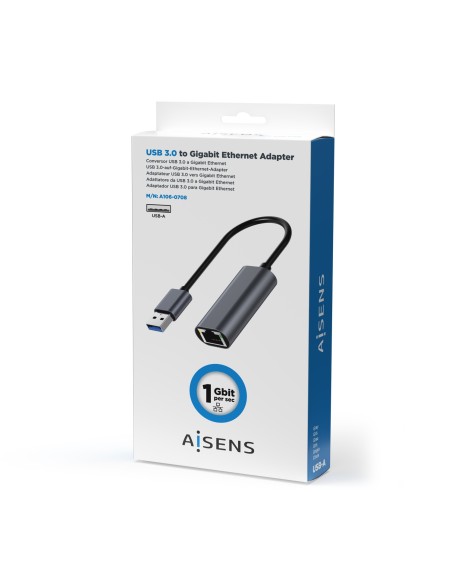 CABLE USB 3.0 A ETHERNET GIGABIT AISENS GRIS