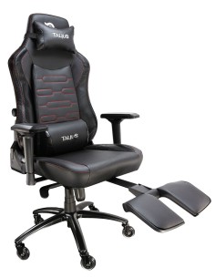 TALIUS Silla Konda gaming carbono negra roja, regulación lumbar, reposapies, 4D, Frog, base metal, r