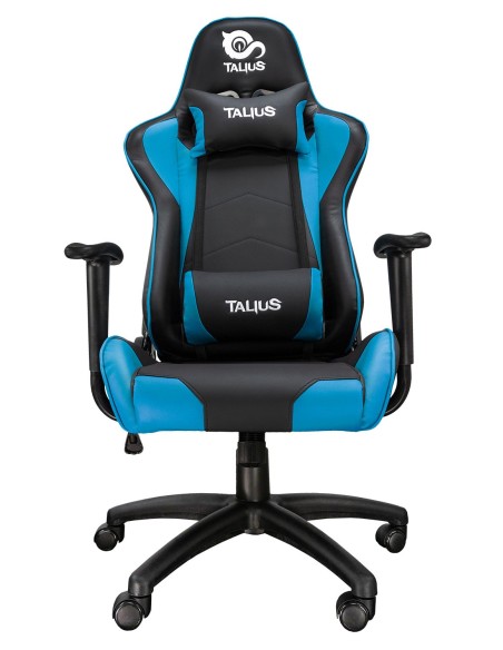 TALIUS Silla Gecko gaming negra azul, brazos fijos, butterfly, base nylon, ruedas nylon, gas clase 4