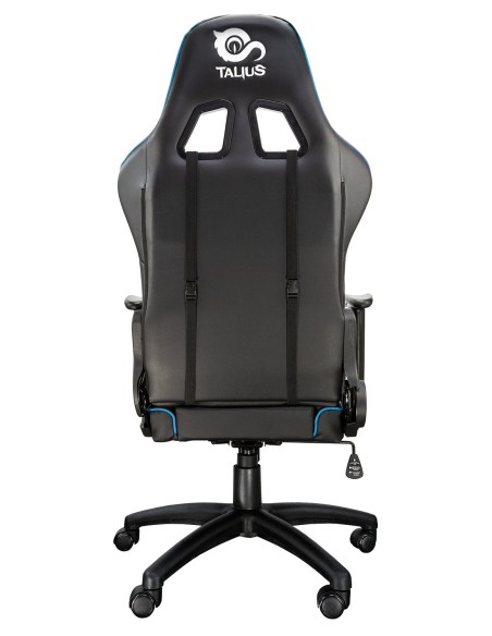 TALIUS Silla Gecko gaming negra azul, brazos fijos, butterfly, base nylon, ruedas nylon, gas clase 4