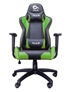 TALIUS Silla Gecko gaming negra verde, brazos fijos, butterfly, base nylon, ruedas nylon, gas clase 4
