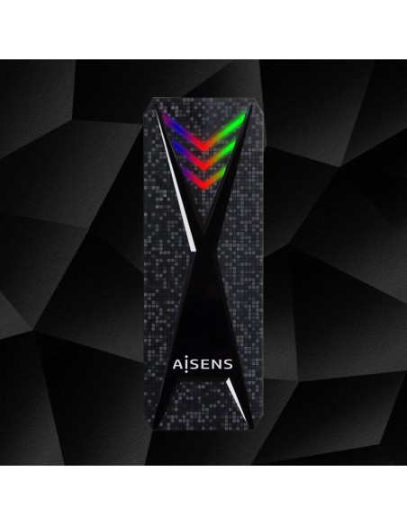 AISENS CAJA EXTERNA M.2 NGFF RGB GAMING ASM2-RGB013B NVMe A USB3.2 GEN2 NEGRA