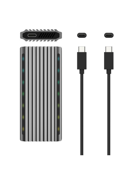 AISENS CAJA EXTERNA M.2 RGB GAMING ASM2-RGB011GR SATA NVME A USB3.1 GEN2 GRIS