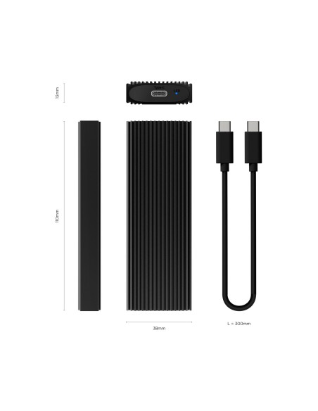 AISENS CAJA EXTERNA M.2 NGFF ASM2-022B NVMe A USB3.2 GEN2 NEGRA