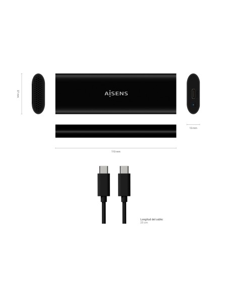 AISENS CAJA EXTERNA M.2 NGFF ASM2-014B SATA NVME A USB3.1 GEN2 NEGRA