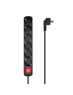 BASE MULTIPLE AISENS 6 TOMAS CON INTERRUPTOR CON CABLE 3x1.5MM2 NEGRO 1.4M