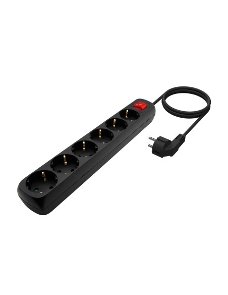 BASE MULTIPLE AISENS 6 TOMAS CON INTERRUPTOR CON CABLE 3x1.5MM2 NEGRO 1.4M
