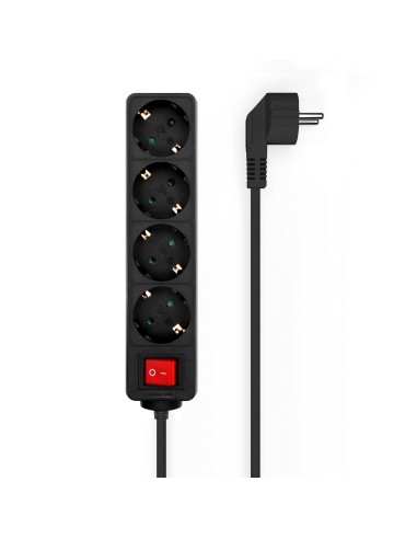 BASE MULTIPLE AISENS 4 TOMAS CON INTERRUPTOR CON CABLE 3x1.5MM2 NEGRO 1.4M