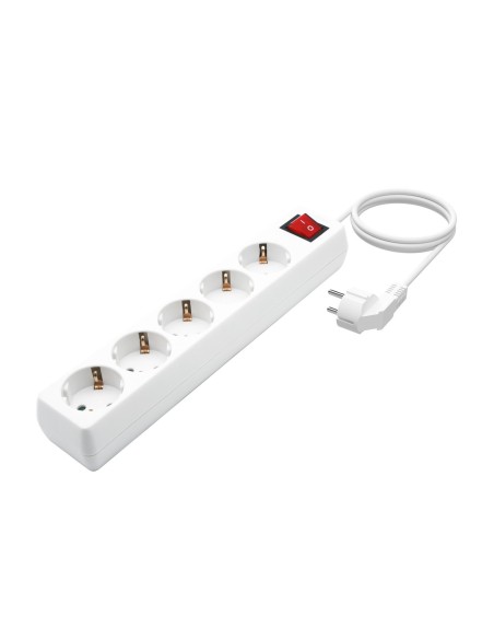 BASE MULTIPLE AISENS 5 TOMAS CON INTERRUPTOR CON CABLE 3x1.5MM2 BLANCO 1.4M